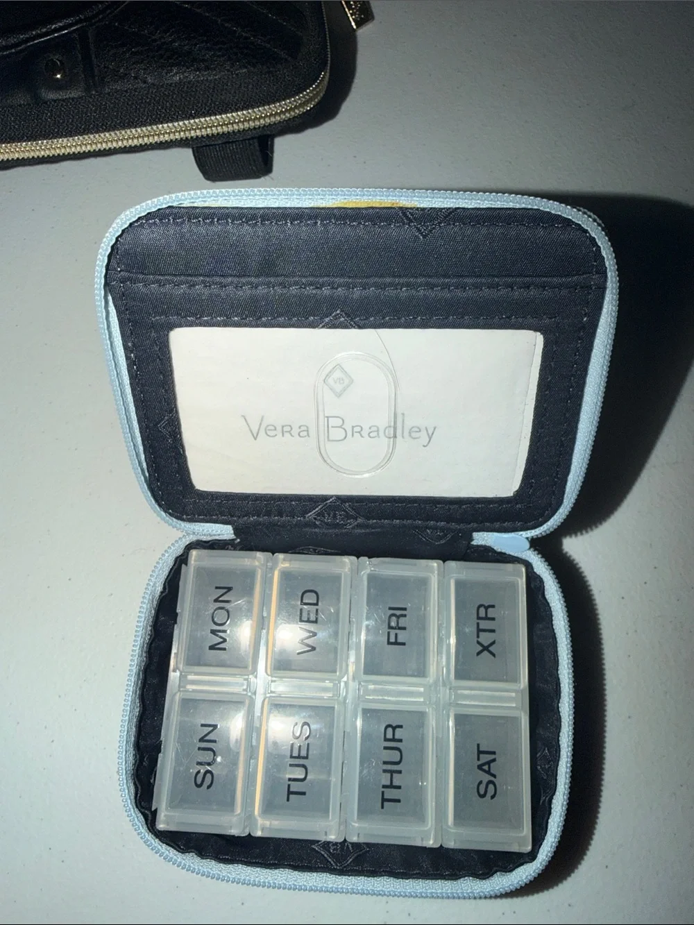 Vera Bradley Light Blue Zippered Pill Organizer Case